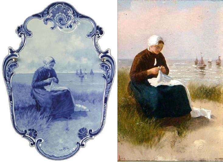 Delftsblauwe wandplaat van De Porceleyne Fles uit 1921