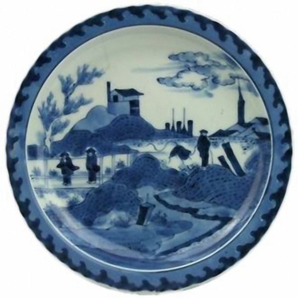 Een bord van Japans Arita Deshima porselein